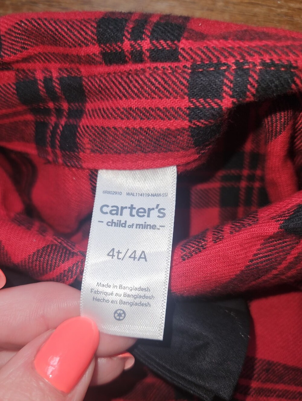 NWT Carter's holiday set red and black button-down shirt, black pants and tie 4T - Picture 3 of 4